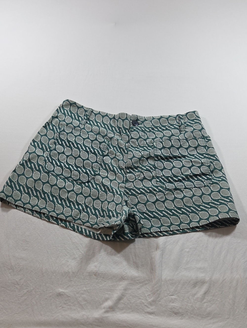 Maeve Anthropologie The Colette Short Teal Tennis Patterned Women 32 Bermuda